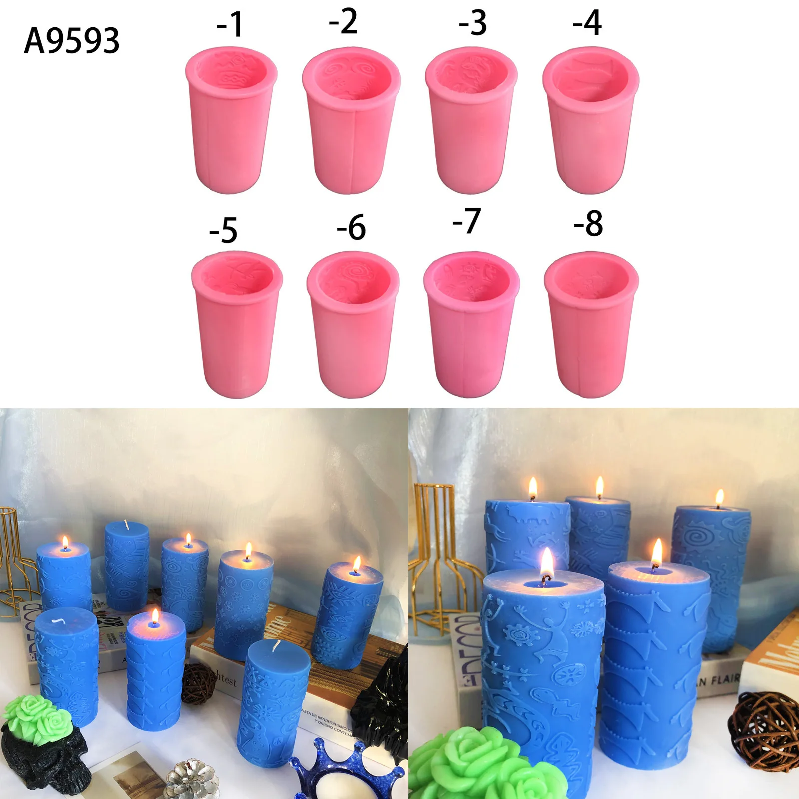 

Relief Flower Pattern Cylinder Silicone Mold For Wedding Festive Candle Mold Love Christmas Tree Plaster Molud Aromatherapy Wedd