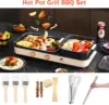 Hot Pot with Grill,Indoor Hot Pot 2 in 1 Multi-function Smokeless Shabu-Shabu Hotpot Korean BBQ Grill for Simmer,Separate Dual T 4