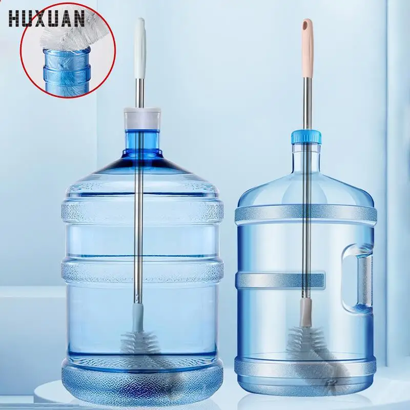 Household Bucket Washing Brush With Stainless Steel Rod Plastic Water Dispenser Water Bucket Cleaning Brush Cleaner Gadgets 1