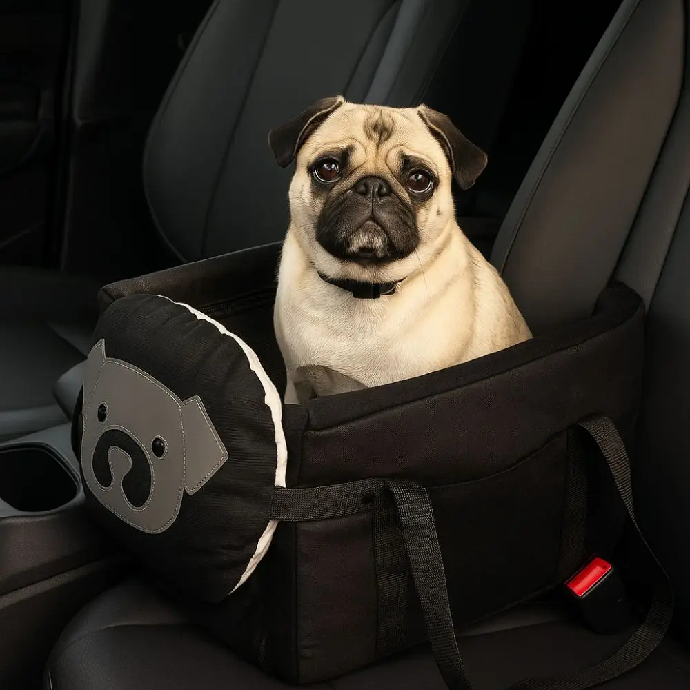 Comfortable Large Capacity Pet Car Seat Breathable Adjustable Harness Pet Car Luggage Foldable Car Armrest Box for Cats and Dogs