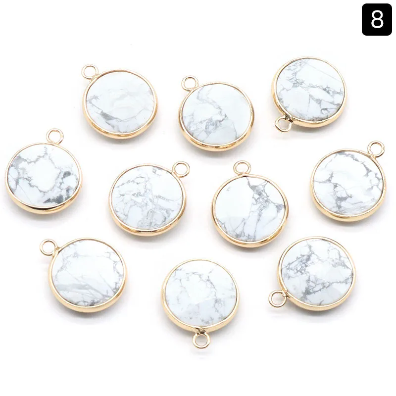 Faceted Gemse Golden Plated  Natural Stone Charms Chakra Reiki Healing Crystal Pendants For DIY Bracelet  Necklace Jewelry ACC