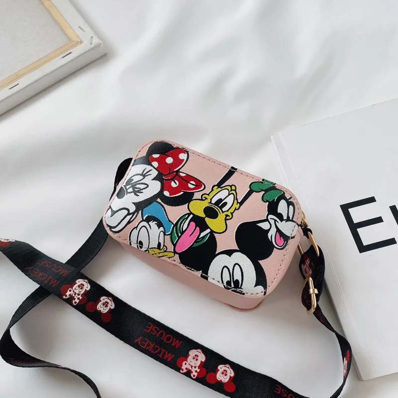 Disney Mickey Minnie PU Printed Bag Mini Shoulder Bag Cartoon Anime Baby Accessories Bag Girls Messenger Bag Birthday Gift