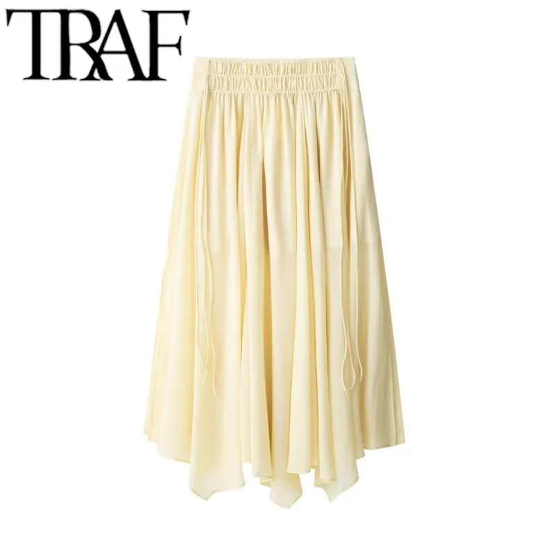 TRAF 2025 Woman Fashion Loose V-neck Skirt Shirt Sets Casual Slim High Waisted Skirt Suits Spring Summer - Image 5