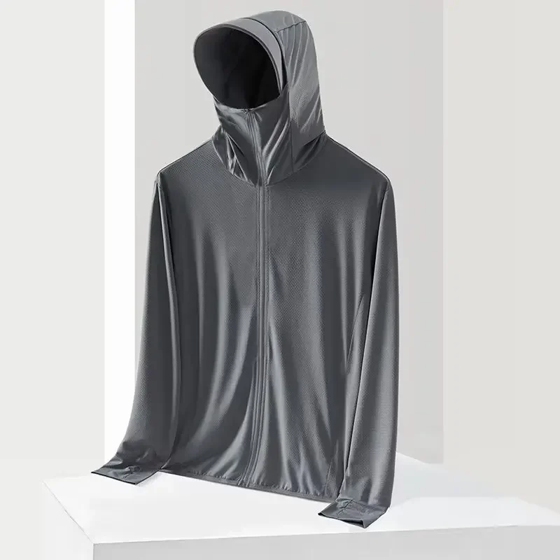 Men's Women's Ice Silk Sunscreen Jacket Lightweight Breathable Anti-UV Fishing Sun Protection Clothing ice silk sunscreen jacket
