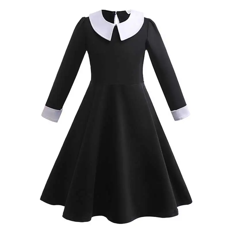 Girls Wednesday Addams Cosplay Fancy Dress For Kids Girls Party Role Dresses Belly Dance Clothes Carnival Halloween Costume