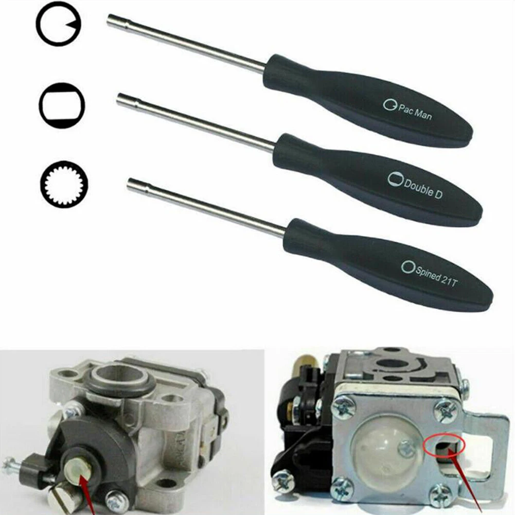 

3 Pcs Carburetor Carb Adjustment Hand Tool Pac Man Double D 21Teeth Socket Screwdrive Driver Chainsaw Speed Repair Tool