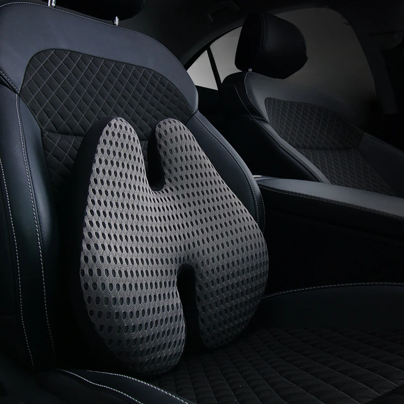 thumbnail image 1 of Almohada para el conductor del coche, cojín lumbar de espuma viscoelástica para silla de oficina, cojín de soporte de cintura para el coche de verano, almohada de soporte lumbar, 1 of 5
