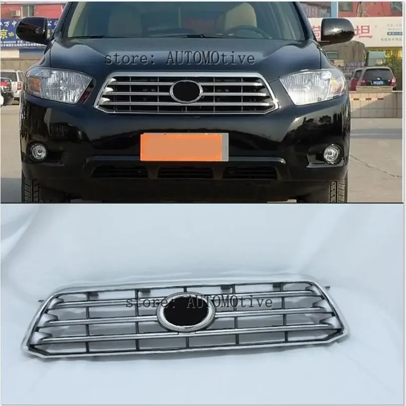 

Глянцевая черная решетка для Toyota Highlander 2008, 2009, 2010, 2011, передняя решетка для гриля, реестровая решетка для хромированного бампера из АБС-пластика