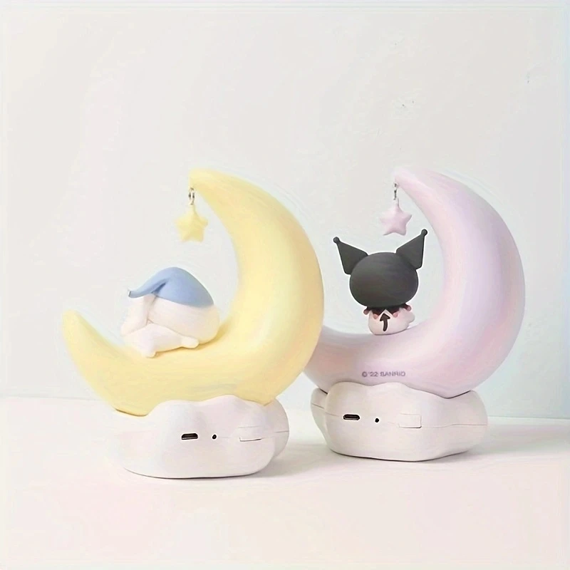 Sanrio Kuromi Cinnamonroll Moon LED Light Kawaii 3D Cartoon Ornament Cute Beauty Bedroom Night Light Bedside Decor Lamp Gifts 5