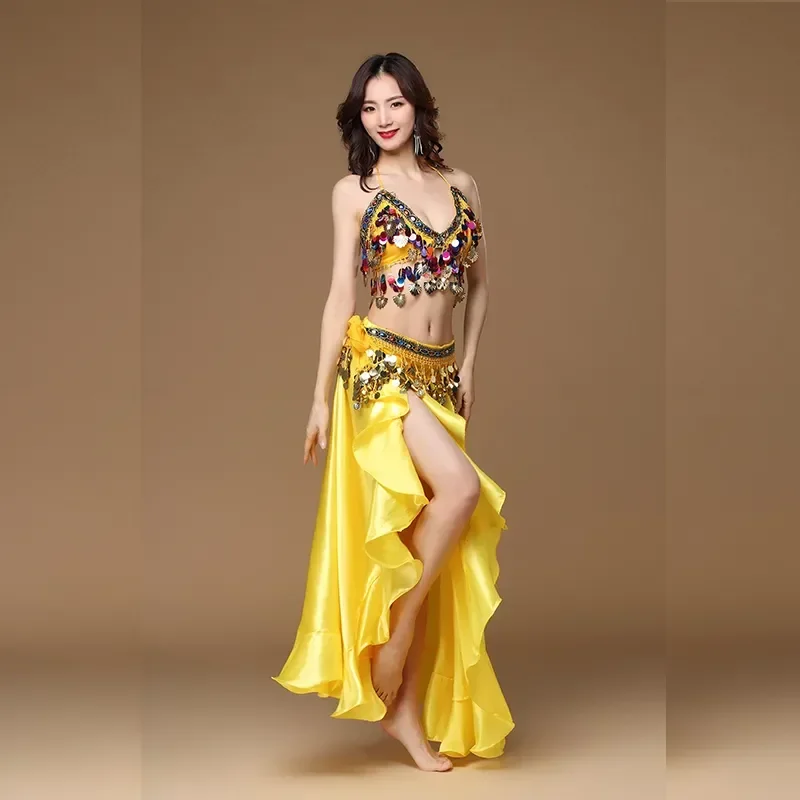 Costume Danse Du Ventre Femme – Soutien-Gorge Paillettes, Ceinture Et Jupe, Ensemble Brillant