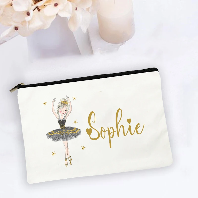 Dance Girl Pencil Case Personalized Custom Name Makeup Bag Gift for Girls Stationery Supplies Storage Bags Travel Toiletry Pouch