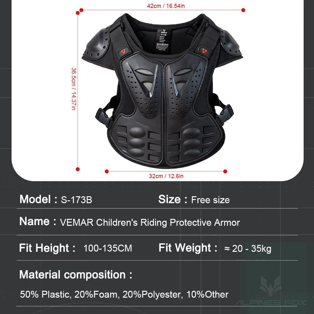 Youth Children Motorcycle Body Armor Vest Boy Girl BMX ATV Dirt Bike Protective Gear Kids Motocross Chest Spine Knee Elbow Pads