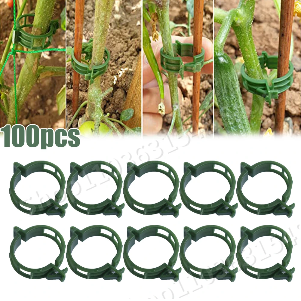 

100 PCS Plant Support Clips Plastic Ties Trellis Stake Clips Garden Veggie Tomato Greenhouse Holder For Garden Tools Accessories