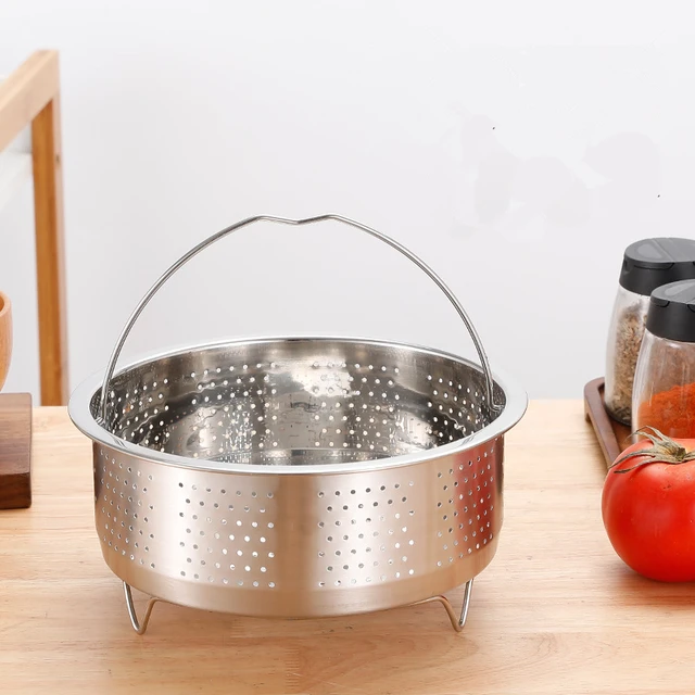 Kitchen Novel Stainless Steel Food Steamer Basket with Silicone Handle Feet  Rice Pressure Cooker Steaming Grid Cooking Utensils