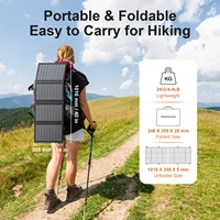 Panneau solaire portable pliable MHPOWOS 60W, chargeur de batterie solaire pour Powerbank avec sortie USB C haute puissance, sortie DC pour le camping, le téléphone, le camping-car 7