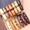 20pcs 30-60mm 7Sizes Natural Wood Toggle Horn Buckles Wooden Buttons Sewing Crafts for Overcoat Handmade Oval Stopper Button 1
