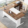 63 Inch Executive Desk with File Cabinet,  Drawers and Storage Shelves, Business Furniture Desk Workstation, L Computer Desk 3
