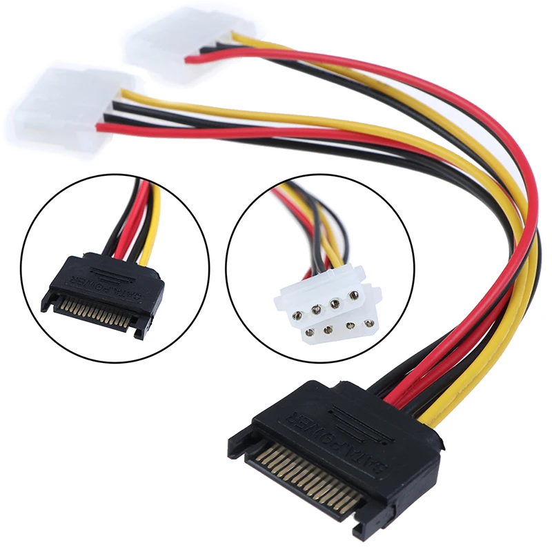 

Кабель жесткого диска Ide, 15Pin SATA папа-двойной 4 Pin Molex мама