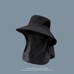 UV Protection Outdoor Sun Hat - Unisex Hiking and Fishing Cap with Neck Flap Visor (Black)