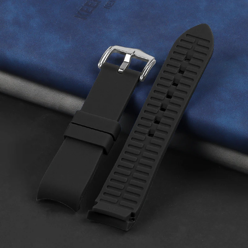 Sport Waterproof Rubber Silicone Wrist Strap with Curved End - Universal Design for Men and Women Accessories