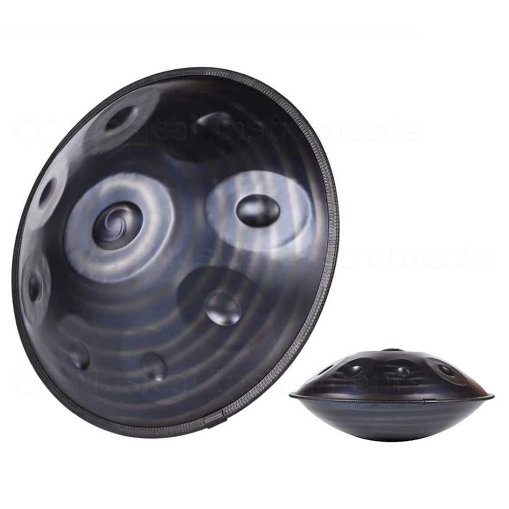 Professional Tambourine Percussion Instruments, Hang Drum, D Minor Steel Tongue, Blue-Black Ribbed, Gift, 9, 10, 12 Notes, 440Hz