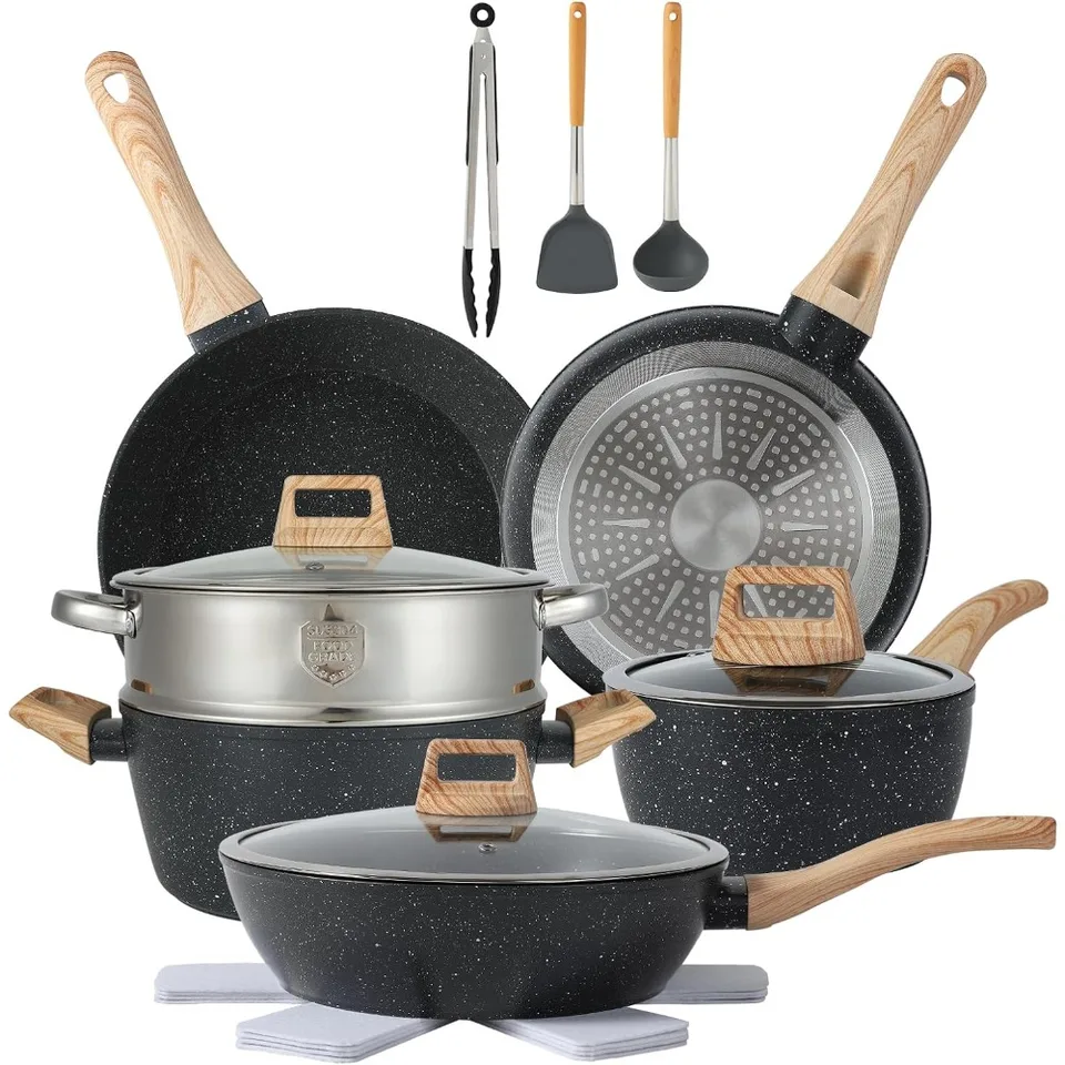 16 Piece Nonstick Cookware Pots and Pans Set