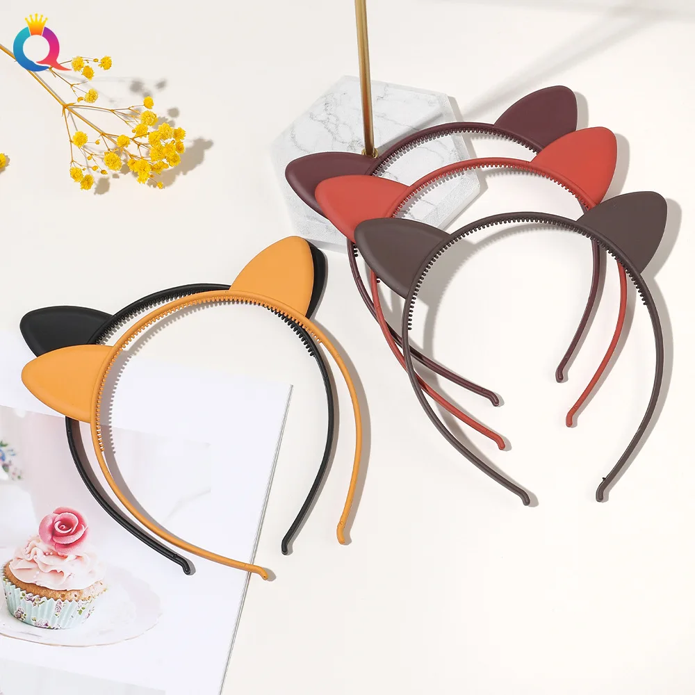 2023 mattierte Kunststoff Katze Ohr Haarbänder Stirnband Scrunchie Frauen Mädchen Haar Kopf Hoop Bands Zubehör Kopfschmuck Kopfbedeckung Halter – Detail 4