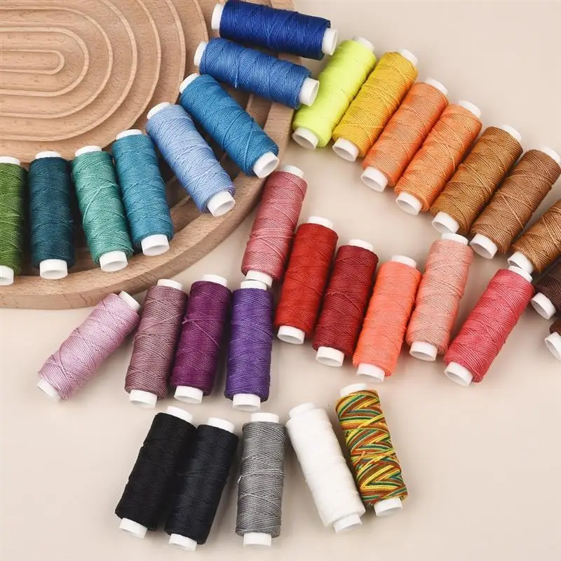 Description Picture 6 of item0.65mm Leather Waxed Thread Cord For DIY Handicraft Tool Hand Stitching Thread 25 Meters Round Waxed Sewing Line 32 Colors