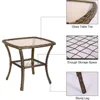 MAXPRIME 3 Pieces Outdoor Wicker Bistro Set, Rattan Outdoor Rocking Chairs Set of 2 with Cushions & Glass-Top Coffee Table,Patio 6