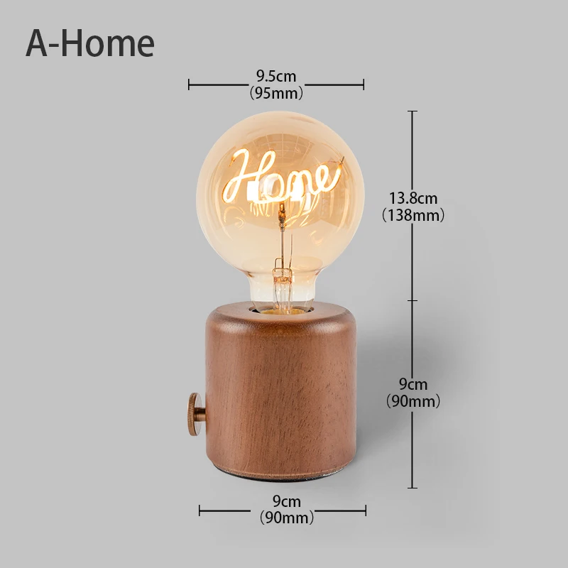 Table Lamp - Vintage Wood E27 Night Light
