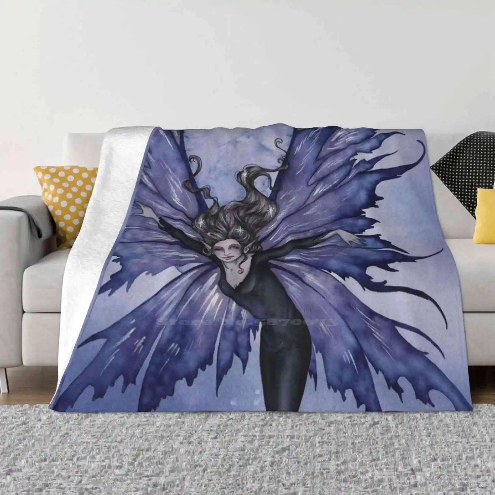 

Luna Sprite Soft Warm Light Thin Blanket Fairy Fantasy Amy Brown Moon Goth Dark Blue