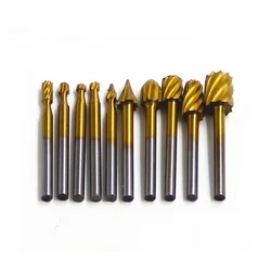 6/10PCS HSS Rotary Multi Tool Burr Routing Router Bit Mill Cutter Attachment Compatible for Dremel dropshipping