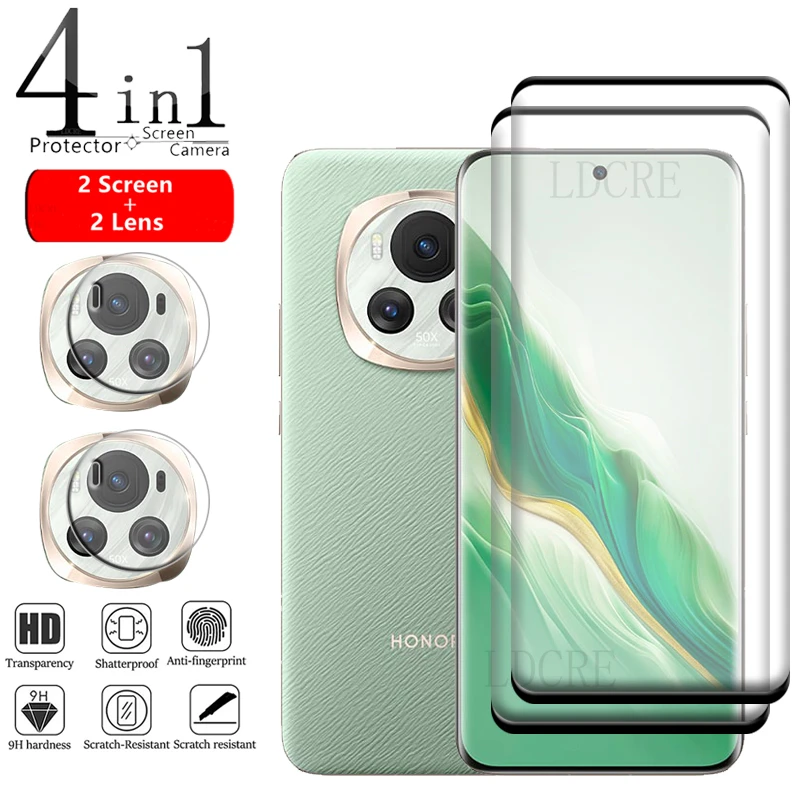 4-In-1 Per Huawei Honor Magic 6 5G Glass Per Huawei Honor Magic 6 Pro 5G Glass 9H Full Curved Screen Protetor Honor Magic 6 5G