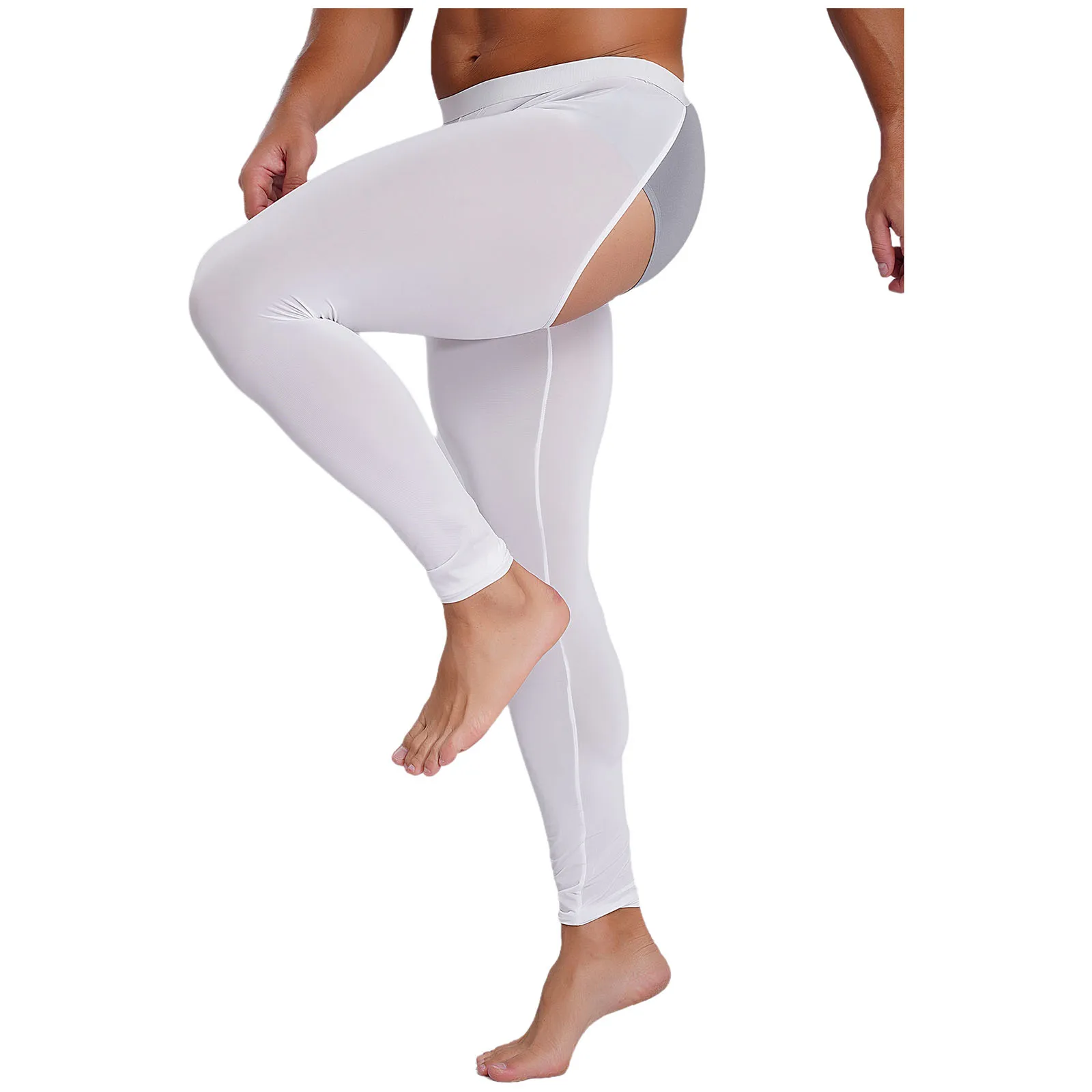 Sexy Low Waist Open Butt Leggings Back Cutout Pants Solid Color Elastic Waistband Skinny Pants Tights Lingerie Exotic Nightwear