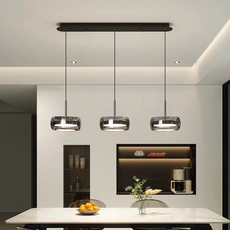 LED Modern Minimalist Dining Table Light Glass Restaurant Pendant Light Single Head Three Head Restaurant Light Indoor Lighting