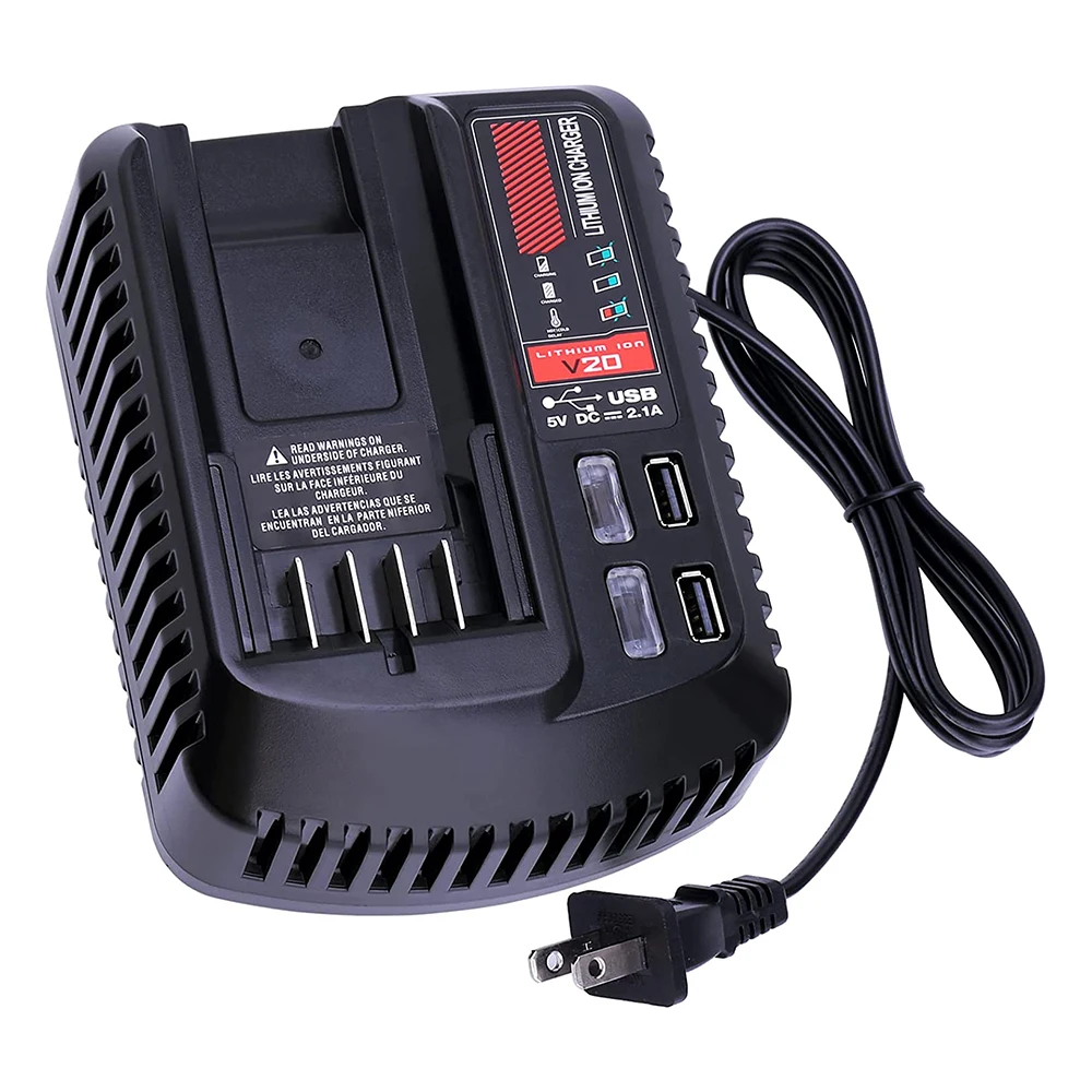 para Craftsman 20v 2a Li-ion Carregador de Bateria Cmcb102 Recarregável Ferramenta Elétrica 100v 240v Carregador de Bateria de Lítio com Usb Duplo - Image 4