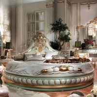 Lits de chambre à coucher pour adultes européens, taille Queen, style français moderne, double, luxe royal, lit rond victorien, ensemble complet de meubles italiens 1