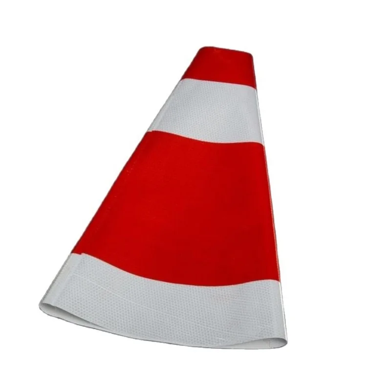 52.5cm*9cm*33.5cm Red White PVC Reflective Traffic Sleeve White Reflective Cover For Road Safety Cone
