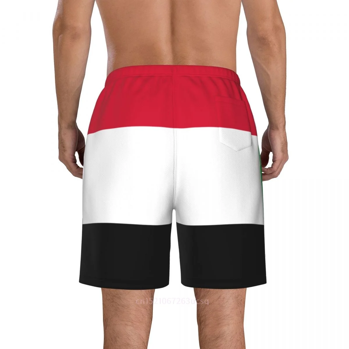 2025 Summer Polyester SUDAN Country Flag 3D Printed Men's Board Shorts Beach Pocket Running Summer Pants 4