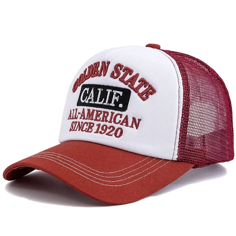 Heißer Verkauf Unisex Fashion Trucker Caps Golden State California Bestickte Mesh-Baseballkappe für Herren Damen Outdoor-Hüte und -Kappen – Detail 12