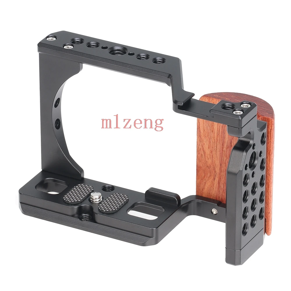 ZVE10 wooden side Alloy Rabbit cage Rig Handle Arm support bracket Hand Grip Quick Release Plate For Sony ZV-E10 camera tripod