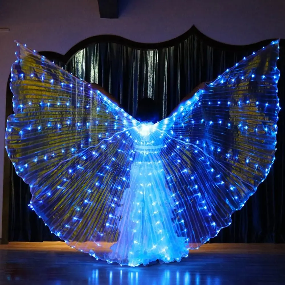 

Glowing Belly Dance Wings With Telescopic Sticks Luminous LED Wings Fluorescent Shows Butterfly Performance Costume Adult