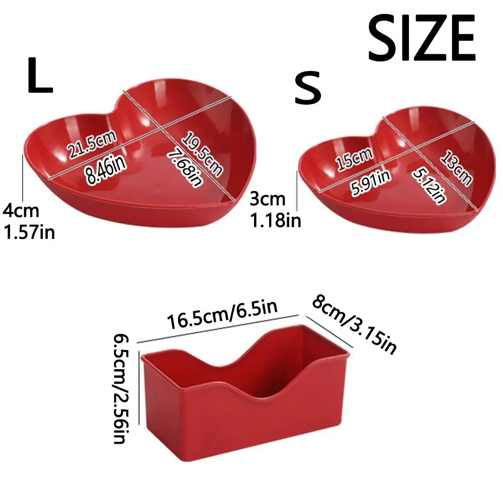 5/10Pcs Party Plastic Red Love Plate Heart-shaped Creative Love Fruit Plate Lightweight Durable Nut Home Party Use