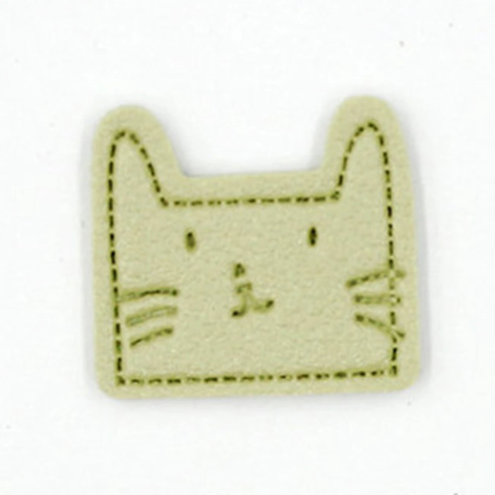 24 개/갑/팩 무작위 색상 고양이 인공 PU 가죽 라벨 태그 의류 가방 모자 태그 홈 인테리어 Diy 바느질 액세서리