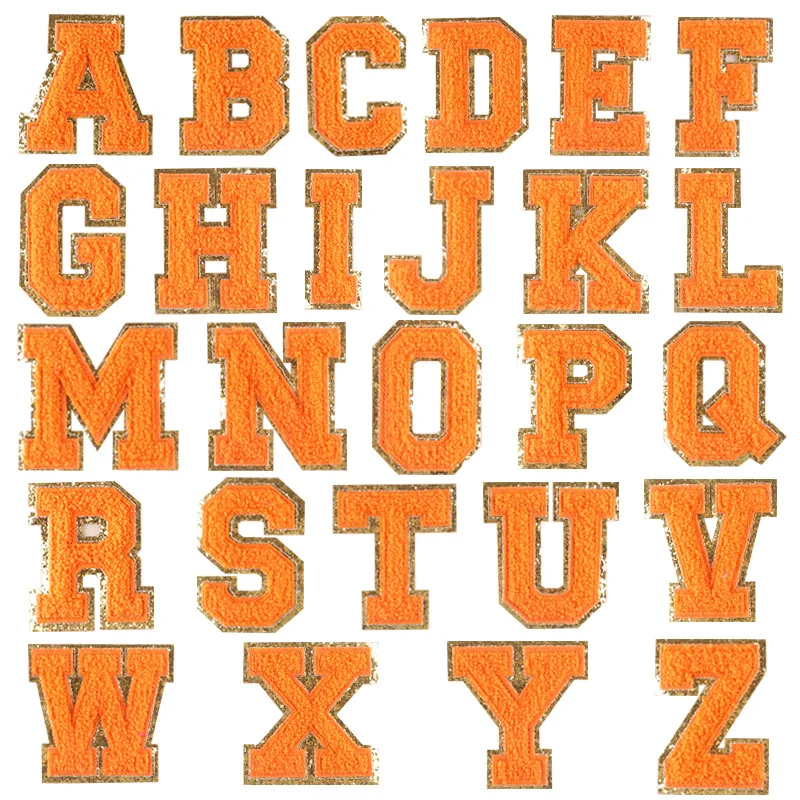 1PC 80MM Chenille Buchstaben Pailletten Rand Alphabet A-Z Nähen Eisen Auf Patches Bunte Abzeichen Für Name DIY kleid Jeans Applikationen Dekor – Detail 12