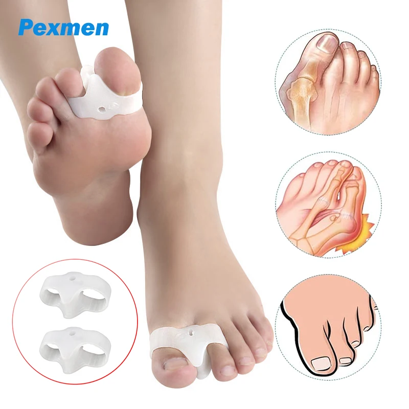 Pexmen 2Pcs/Pair Gel Bunion Correctors Toe Separators Toe Spacer Protector for Bunion Relief and Separating Overlapping Toes