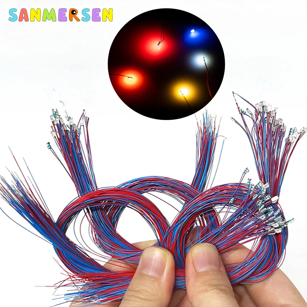 10 개/가방 0805 1206 SMD 램프 유선 마이크로 Litz Led 사전 납땜 칩 유선 3V 철도 모델 장난감 빛 DIY 리드 와이어 30cm