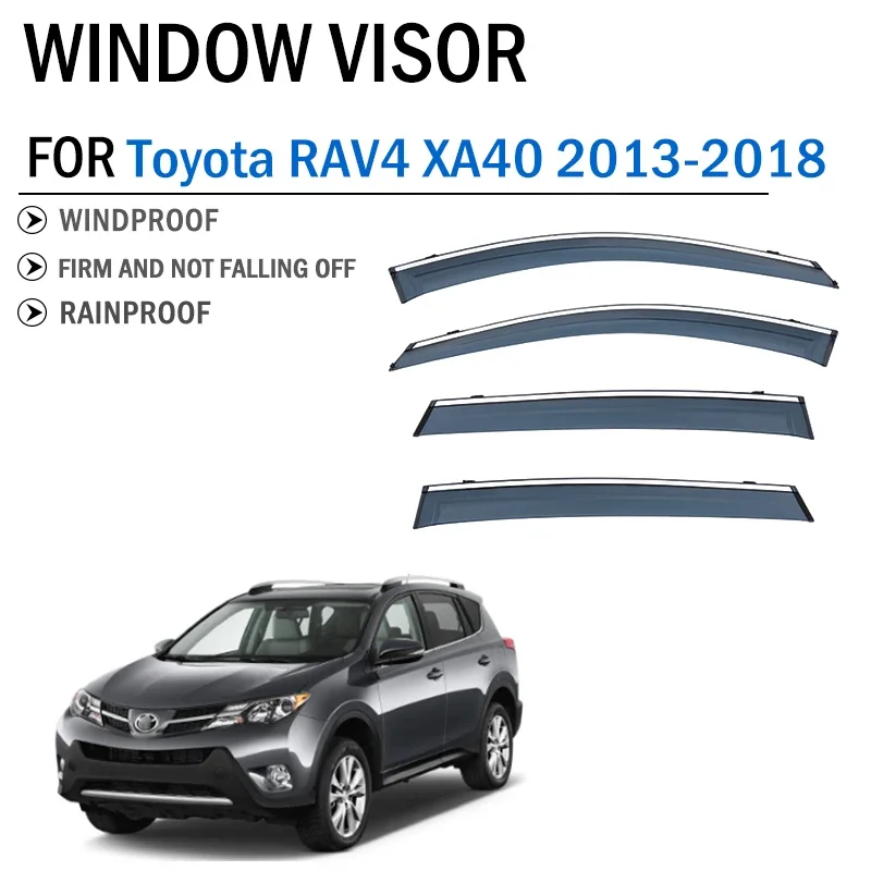 

For Toyota RAV4 XA40 2013-2018 window visor car rain shield awning trim cover Side Window Deflector Door Rain Sun Shield