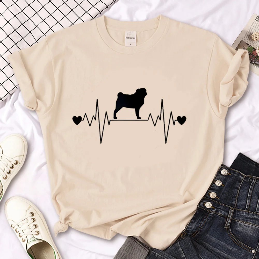 

Dog Heartbeat Print t shirt women designer Tee female anime designer graphic clothes