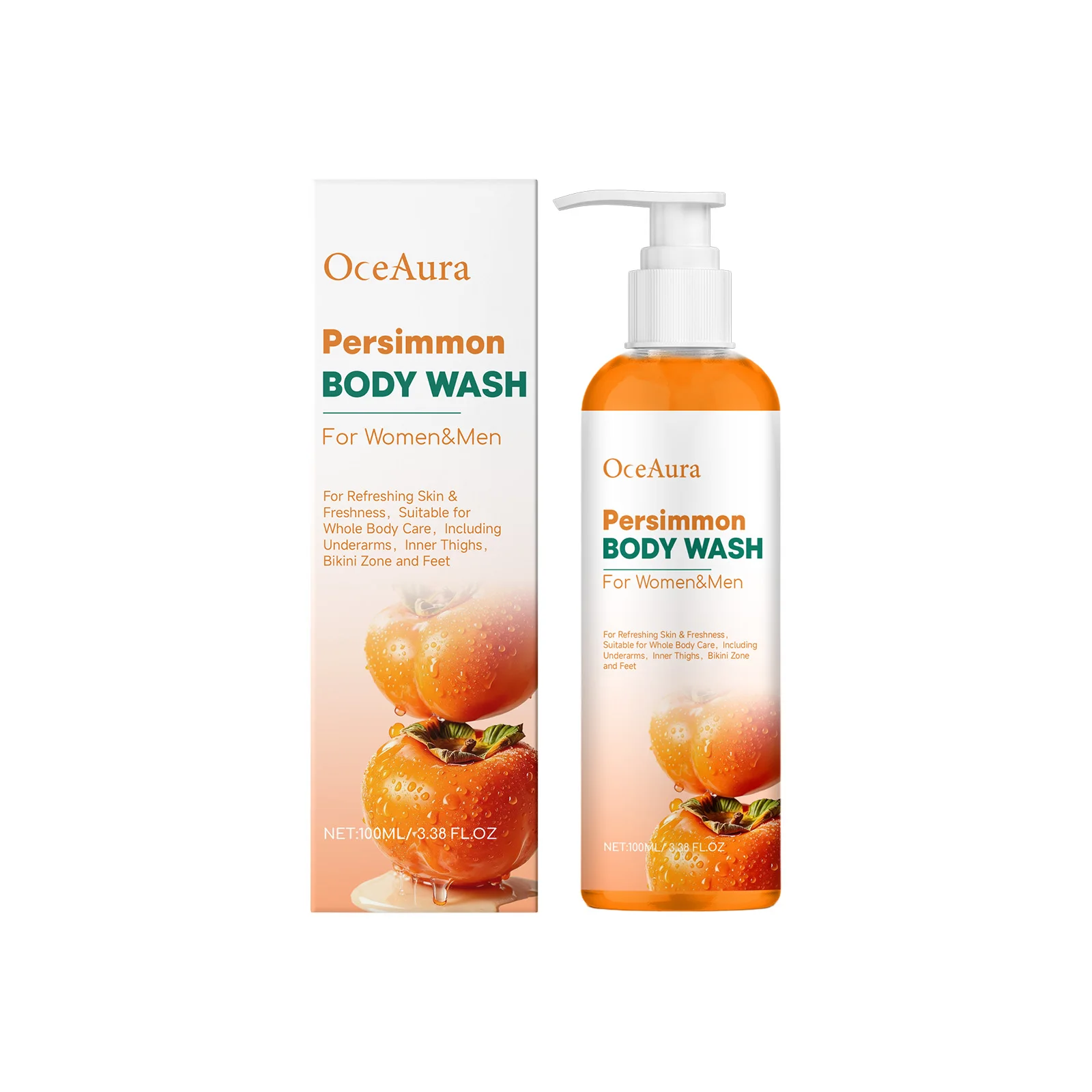Persimmon Body Wash - A Gentle Body Wash for Mild Cleansing, Refreshing, Moisturizing, Hydrating and Nourishing the Skin